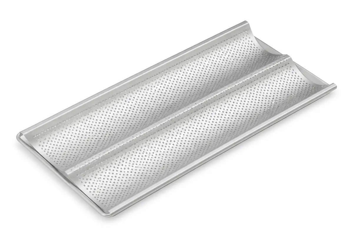 2-channel perforated aluminum baguette pan