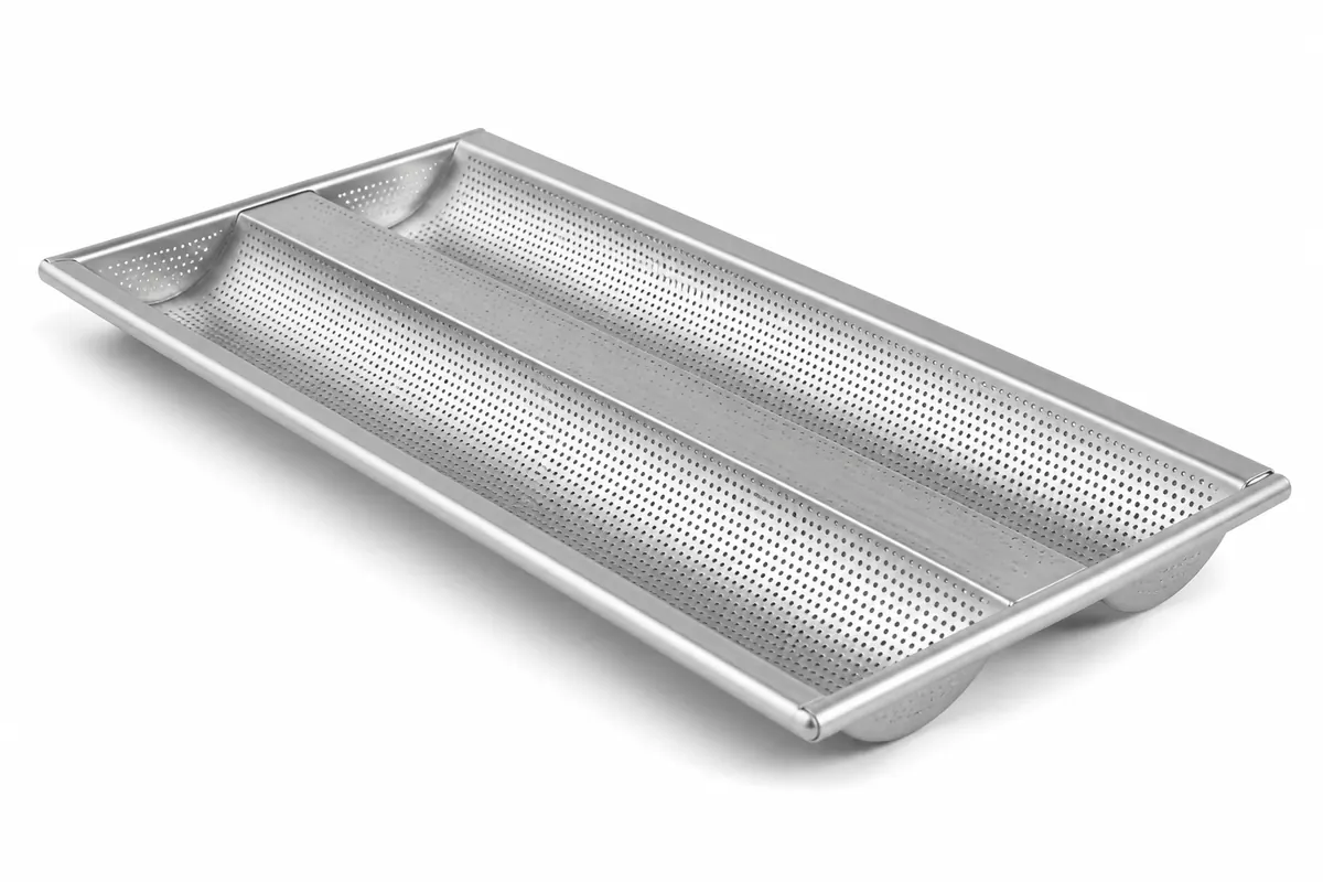 2-channel baguette pan showing channel depth