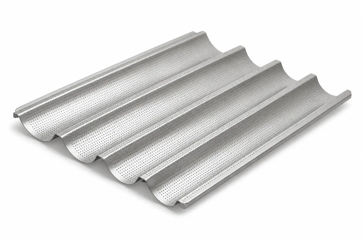5-channel perforated aluminum baguette pan