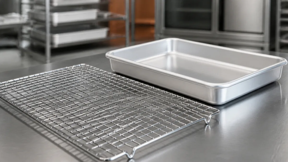 Stainless steel rack and aluminum bakeware heat comparison