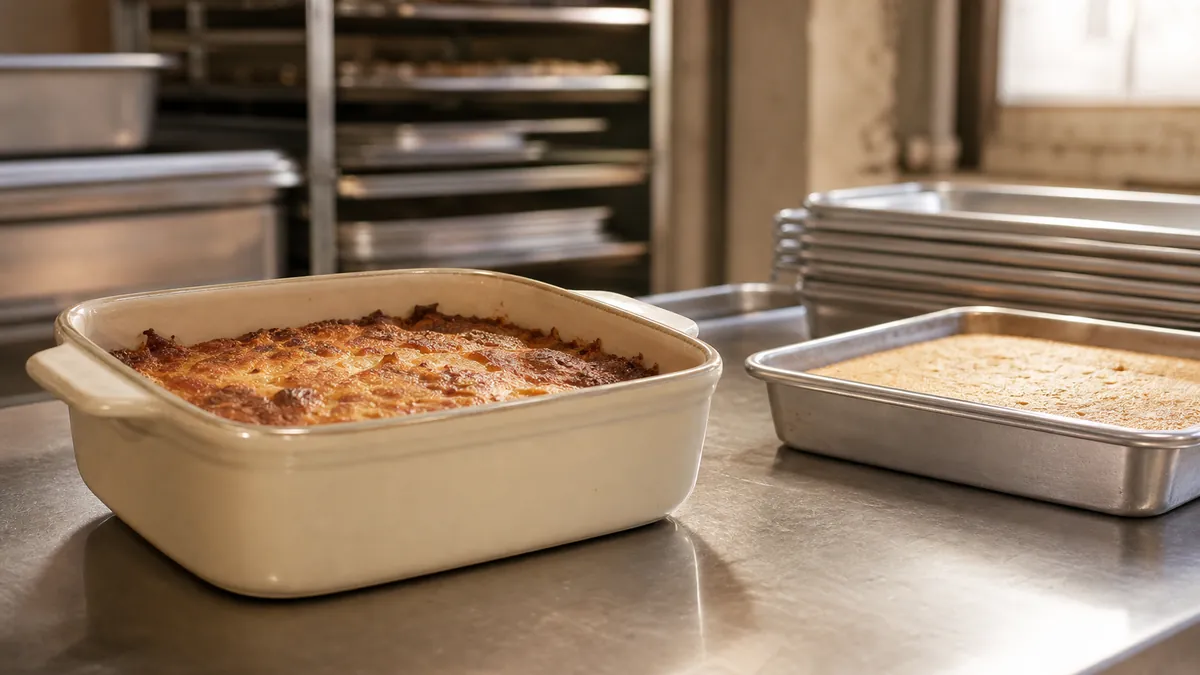 Custom cake pans used to compare bakeware texture and timing