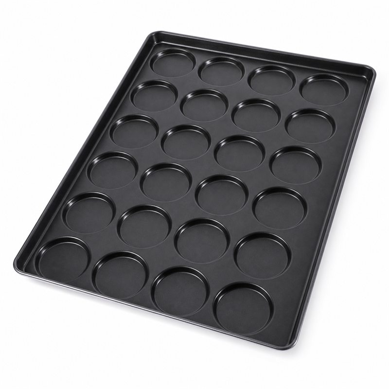 round bun tray with circular cavities for commercial buns
