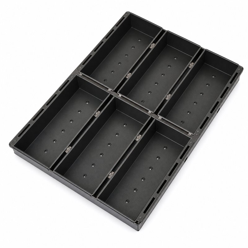 strapped commercial loaf pan set with multiple bread molds